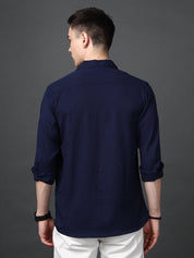 Lapel Collar Casual Shirt for Mens. - SF_904Navy_S