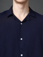Lapel Collar Casual Shirt for Mens. - SF_904Navy_S