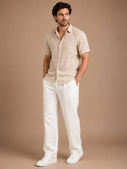 Linen Relaxed-Fit Regular Trousers for Men - INGP_308White_30