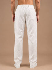 Linen Relaxed-Fit Regular Trousers for Men - INGP_308White_30