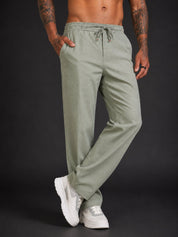 Linen Relaxed-Fit Regular Trousers for Men - INGP_306Pista_30