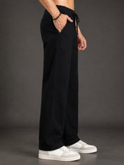 Linen Relaxed-Fit Regular Trousers for Men - INGP_306Black_30