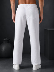 Linen Relaxed-Fit Regular Trousers for Men - INGP_306White_30