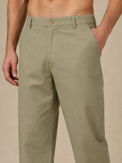 Linen Relaxed-Fit Regular Trousers for Men - INGP_308Pista_30