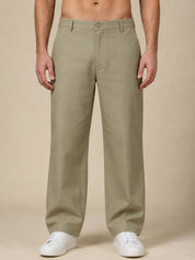 Linen Relaxed-Fit Regular Trousers for Men - INGP_308Pista_30