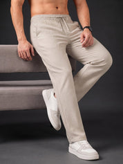 Linen Relaxed-Fit Regular Trousers for Men - INGP_306Cream_30
