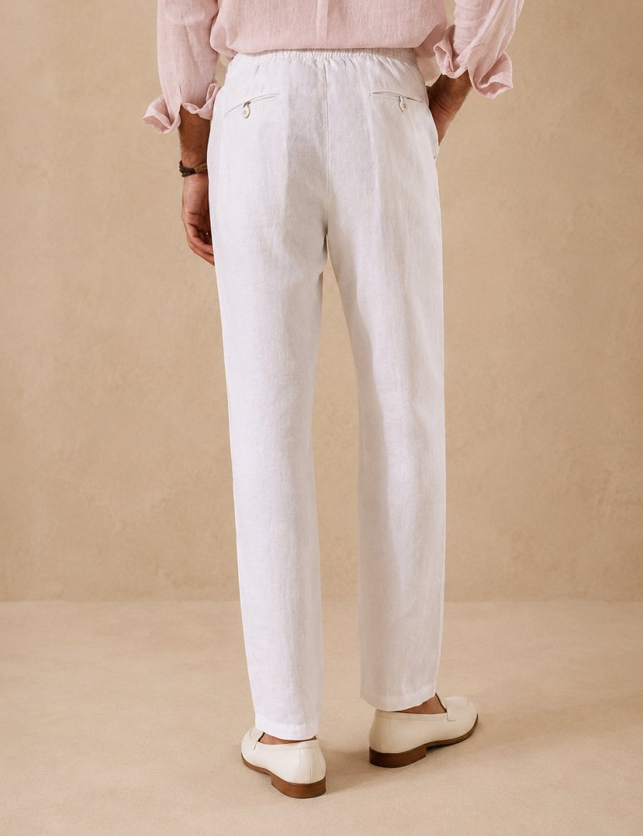 Linen Relaxed-Fit Regular Trousers for Men - GP_308White_30