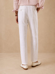 Linen Relaxed-Fit Regular Trousers for Men - GP_308White_30