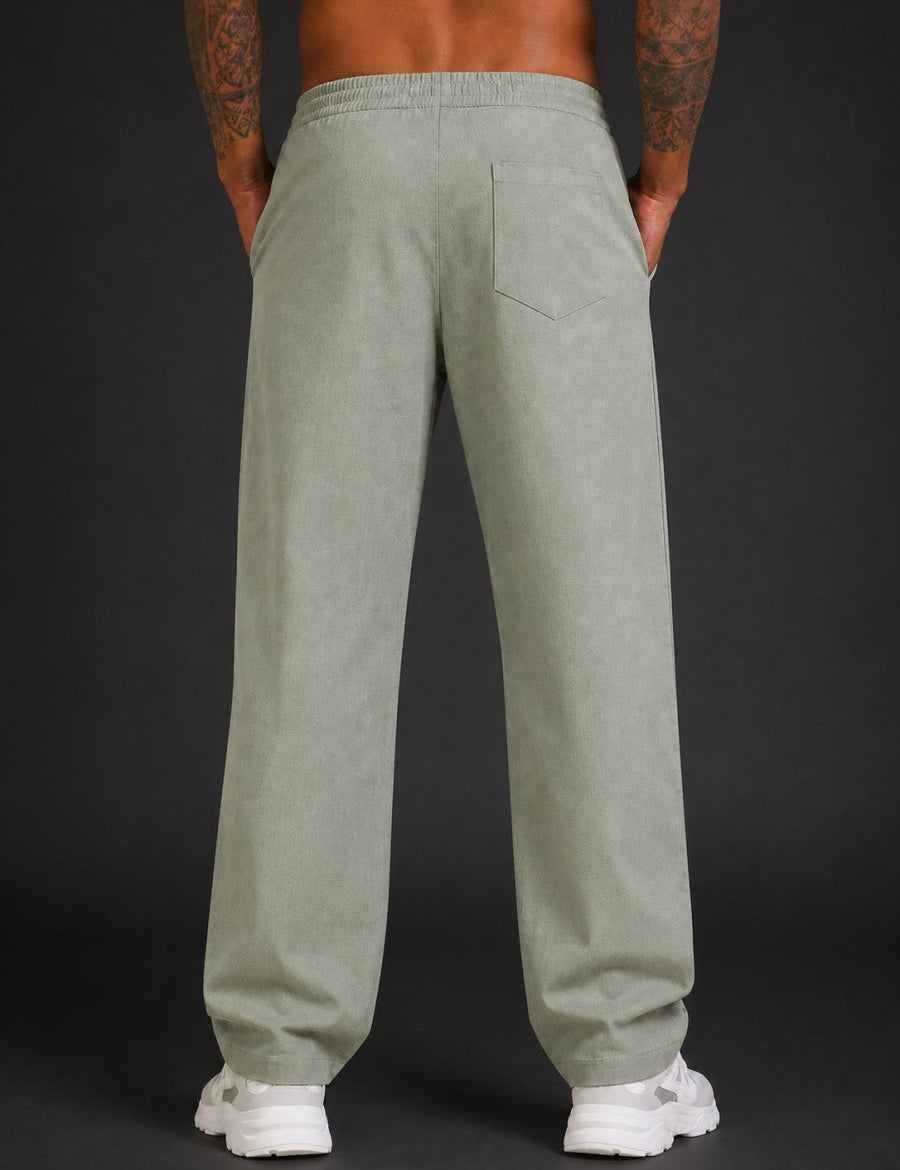 Linen Relaxed-Fit Regular Trousers for Men - INGP_306Pista_30