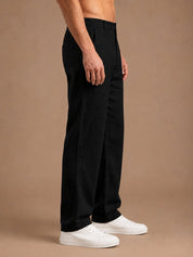 Linen Relaxed-Fit Regular Trousers for Men - INGP_308Black_30