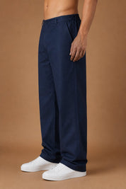 Linen Relaxed-Fit Regular Trousers for Men - INGP_308Navy_30