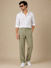 Linen Relaxed-Fit Regular Trousers for Men - INGP_308Pista_30