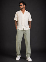 Linen Relaxed-Fit Regular Trousers for Men - INGP_306Pista_30