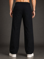 Linen Relaxed-Fit Regular Trousers for Men - INGP_306Black_30