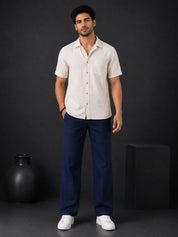 Linen Relaxed-Fit Regular Trousers for Men - INGP_306Navy_30