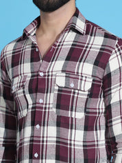 Maroon Checked Cotton Shirt for Men - SF_951Maroon_S