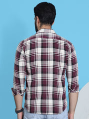 Maroon Checked Cotton Shirt for Men - SF_951Maroon_S