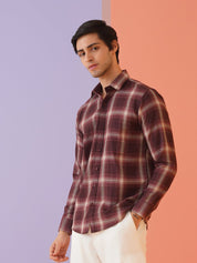 Maroon Checked Cotton Shirt for Men - SF_9012Maroon_S