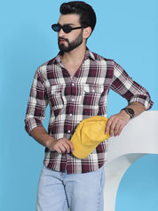 Maroon Checked Cotton Shirt for Men - SF_951Maroon_S