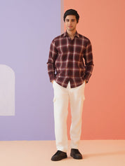 Maroon Checked Cotton Shirt for Men - SF_9012Maroon_S