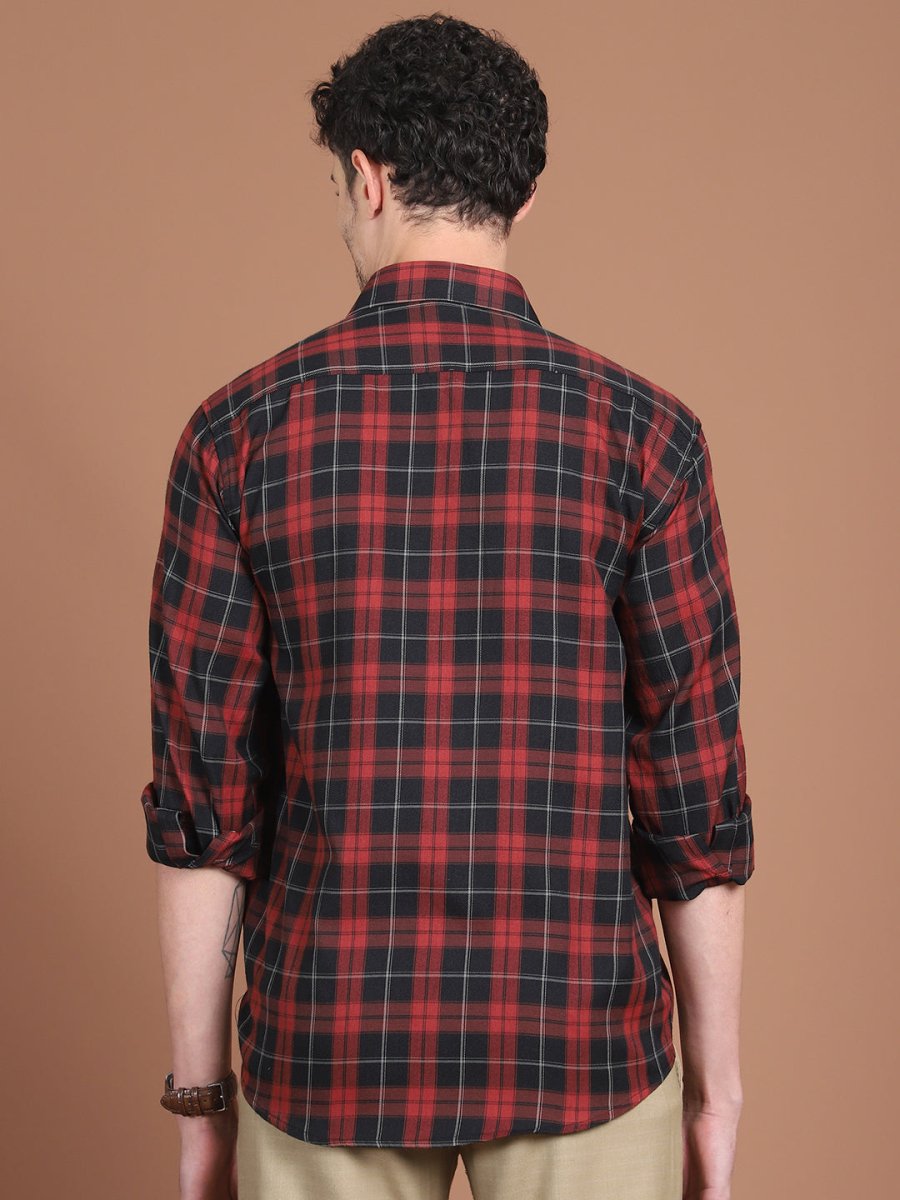 Maroon Checked Cotton Shirt for Men - SF_9030Maroon_S