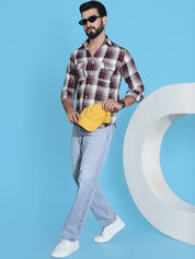 Maroon Checked Cotton Shirt for Men - SF_951Maroon_S