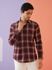Maroon Checked Cotton Shirt for Men - SF_9012Maroon_S