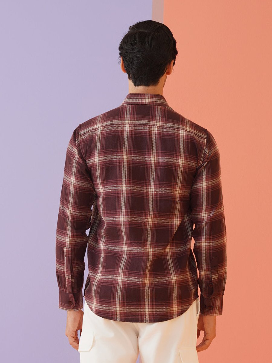 Maroon Checked Cotton Shirt for Men - SF_9012Maroon_S