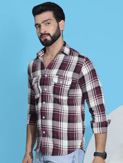 Maroon Checked Cotton Shirt for Men - SF_951Maroon_S