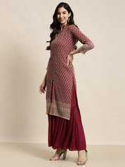 Maroon Embroidered Women Kurta with Sharara - JOKPS_1448_Maroon_S