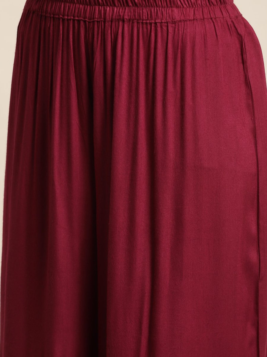 Maroon Embroidered Women Kurta with Sharara - JOKPS_1448_Maroon_S