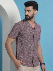 Maroon Printed Half Sleeve Shirt for Men - SF_935Maroon_S