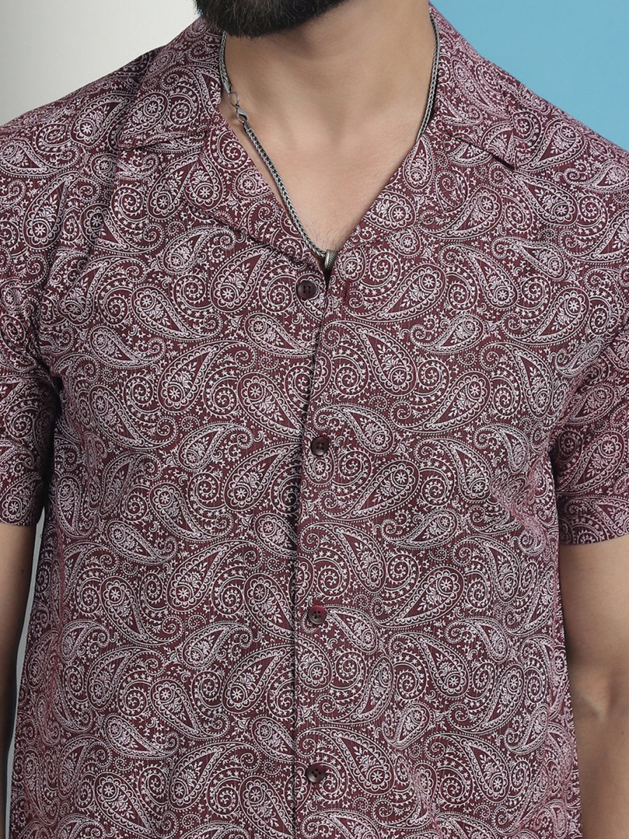 Maroon Printed Half Sleeve Shirt for Men - SF_935Maroon_S