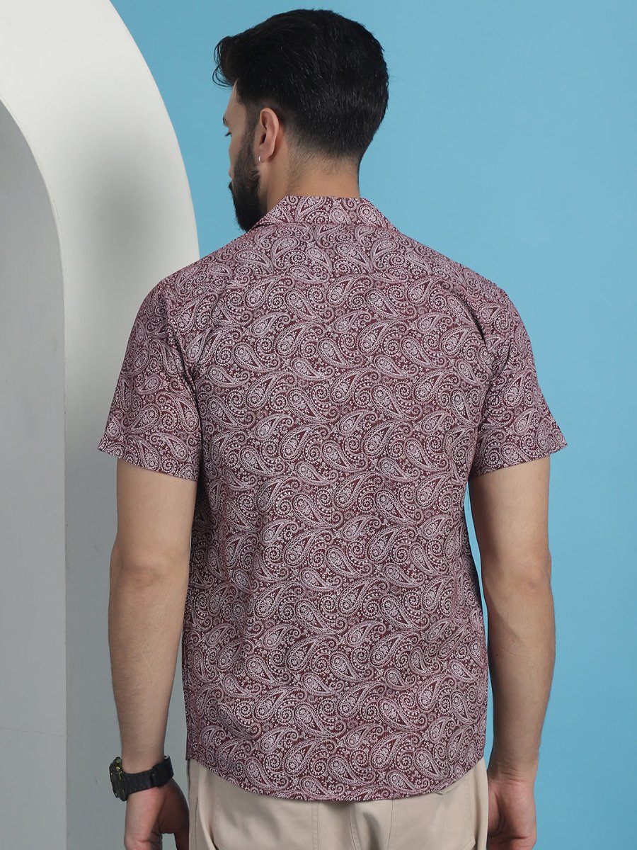 Maroon Printed Half Sleeve Shirt for Men - SF_935Maroon_S