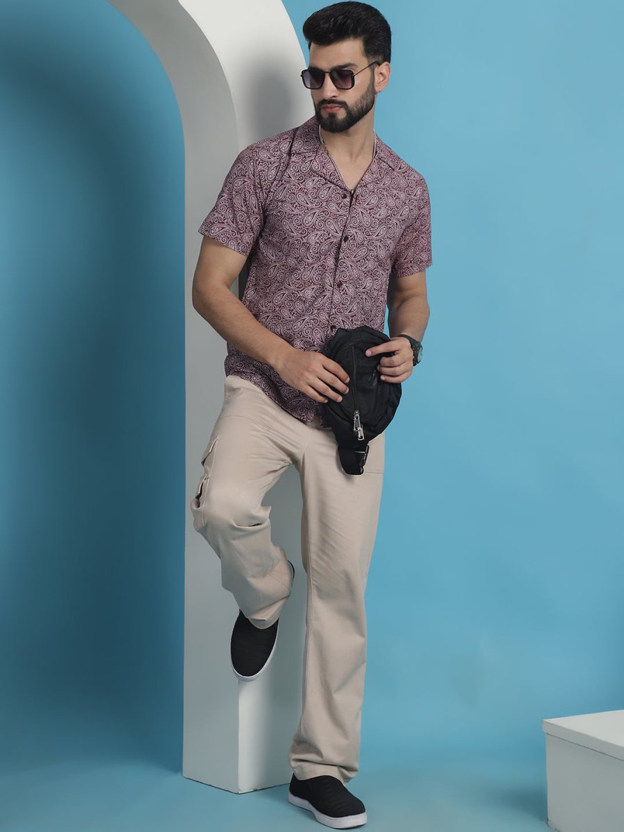 Maroon Printed Half Sleeve Shirt for Men - SF_935Maroon_S