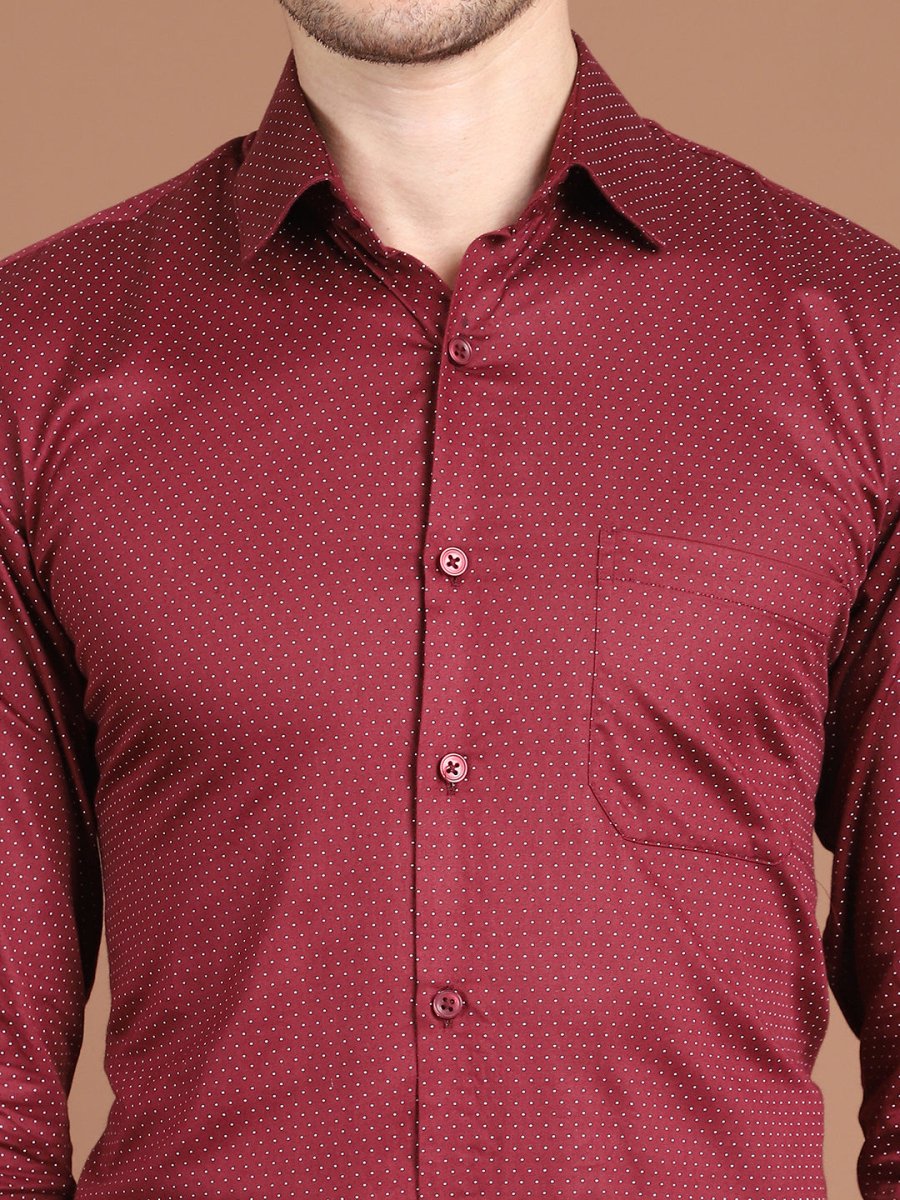Maroon Printed Regular Fit Formal Shirt for Men - SF_9027Maroon_S