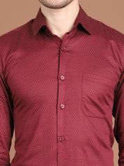 Maroon Printed Regular Fit Formal Shirt for Men - SF_9027Maroon_S