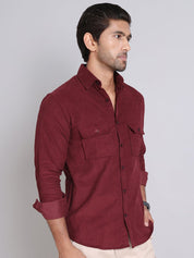 Maroon Self Design Cotton Formal Shirt for Men - SF_925Maroon_S