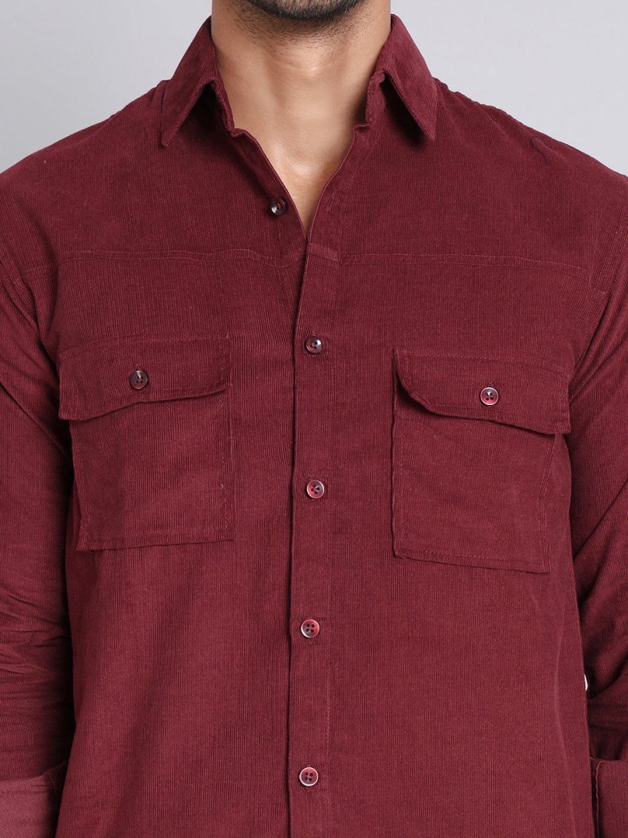 Maroon Self Design Cotton Formal Shirt for Men - SF_925Maroon_S
