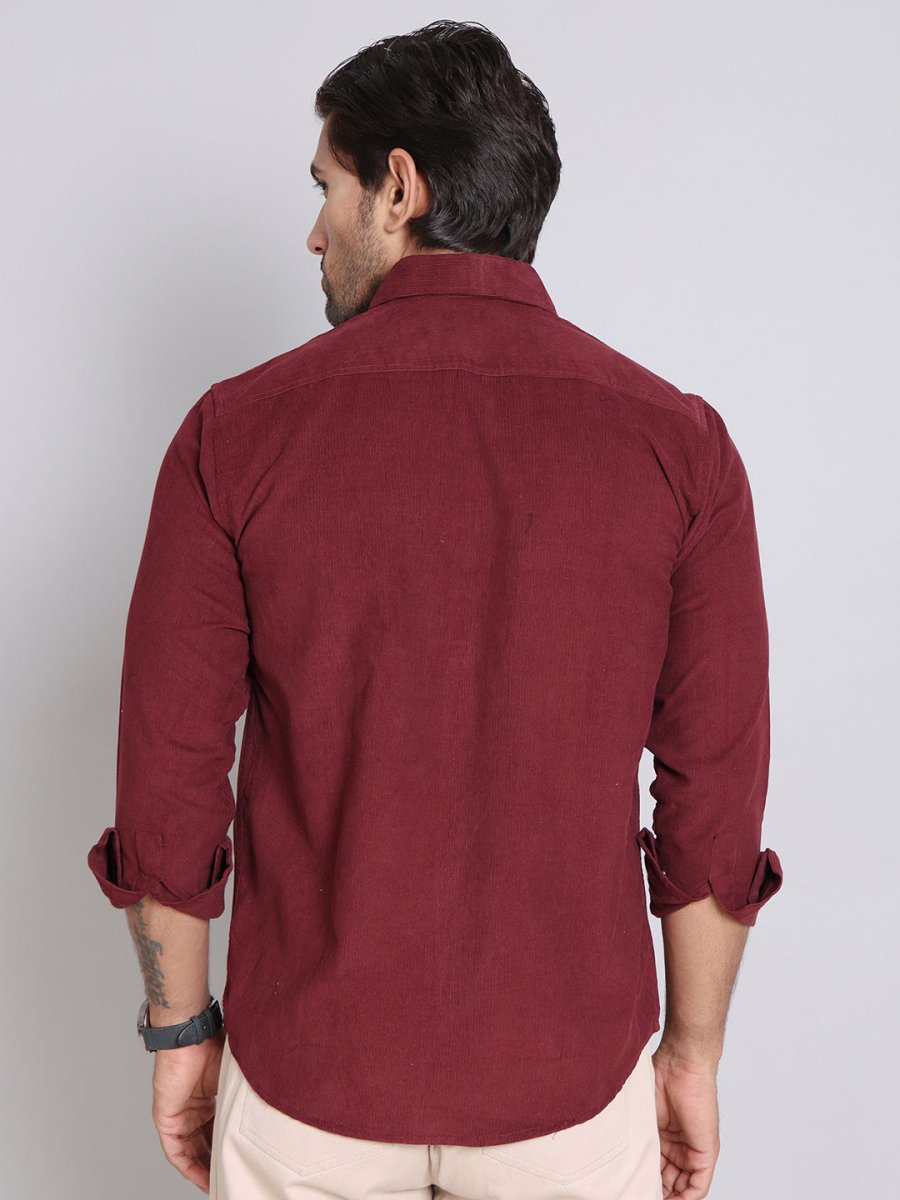 Maroon Self Design Cotton Formal Shirt for Men - SF_925Maroon_S