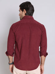 Maroon Self Design Cotton Formal Shirt for Men - SF_925Maroon_S