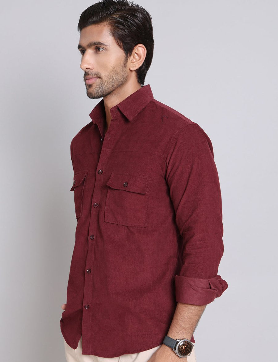 Maroon Self Design Cotton Formal Shirt for Men - SF_925Maroon_S