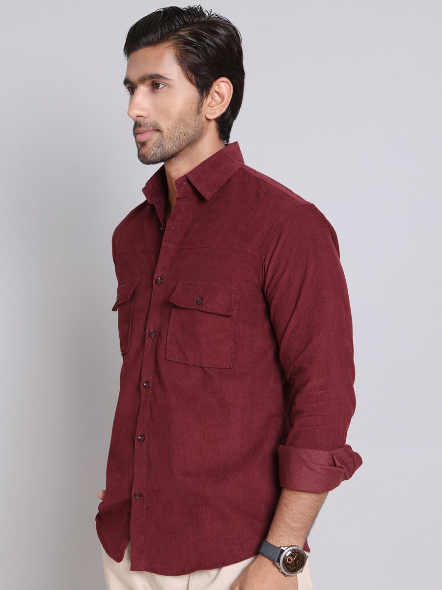 Maroon Self Design Cotton Formal Shirt for Men - SF_925Maroon_S