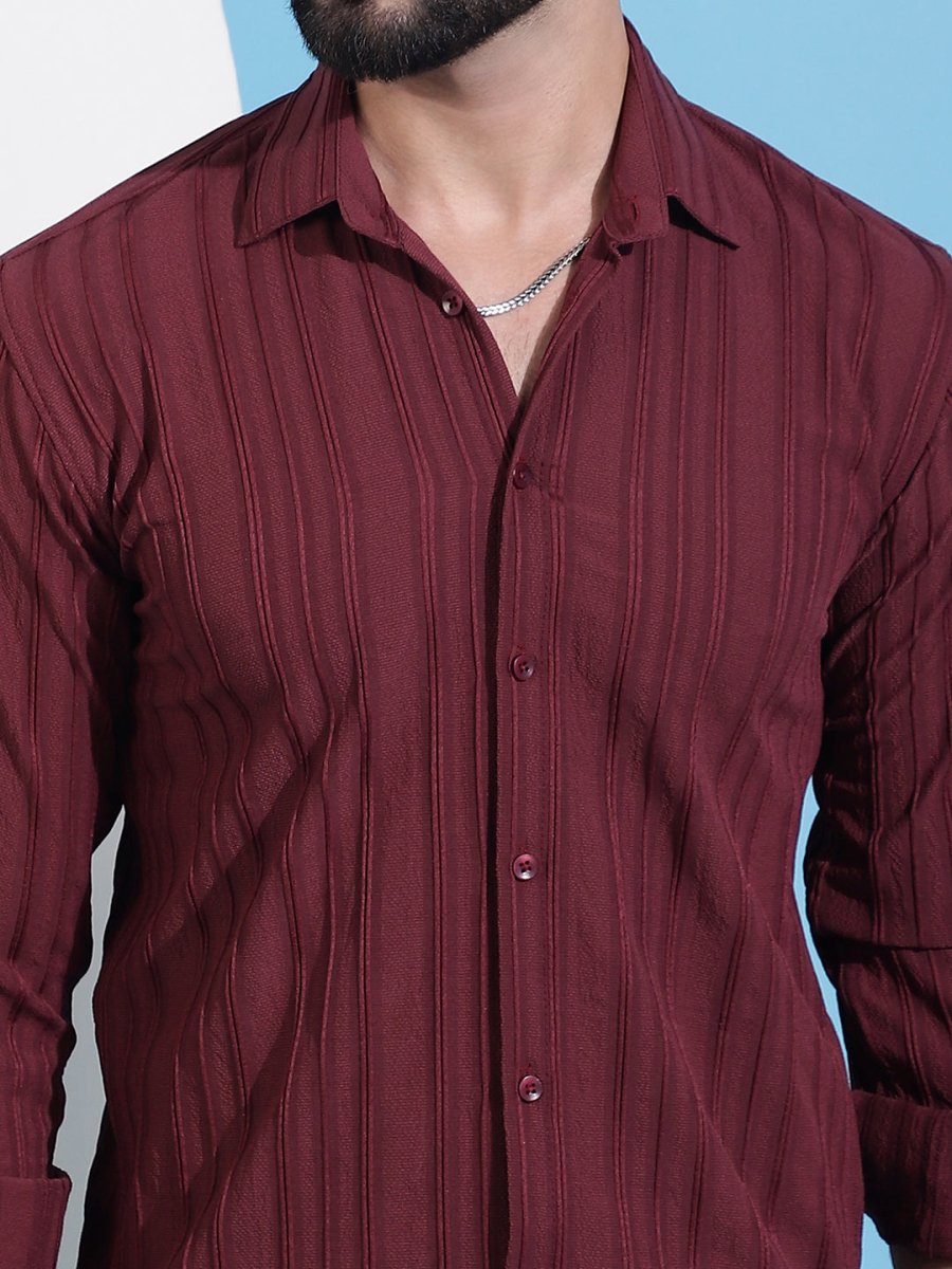 Maroon Striped Cotton Formal Shirt for Men - SF_937Maroon_S