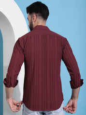 Maroon Striped Cotton Formal Shirt for Men - SF_937Maroon_S