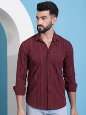 Maroon Striped Cotton Formal Shirt for Men - SF_937Maroon_S