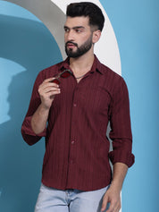 Maroon Striped Cotton Formal Shirt for Men - SF_937Maroon_S
