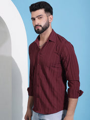Maroon Striped Cotton Formal Shirt for Men - SF_937Maroon_S