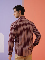 Maroon Striped Cotton Shirt for Men - SF_946Maroon_S