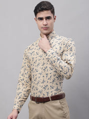 Men Beige Regular Fit Printed Pure Cotton Formal Shirt - SF_874Beige_S